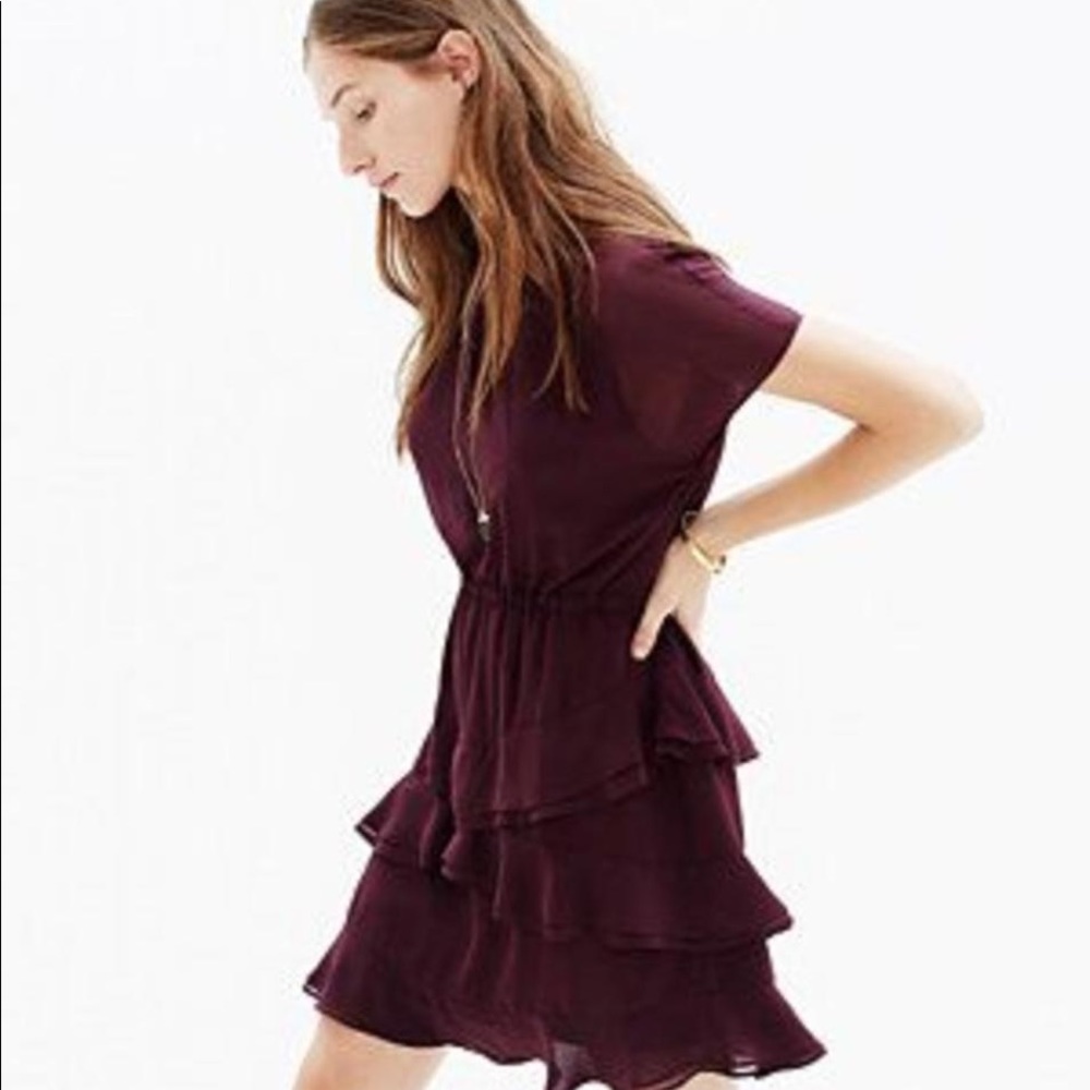 Burgundy Purple Ruffle Madewell Dress